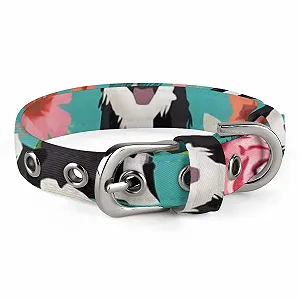 Ошейник для домашних животных Border Collie Floral Print стильный регулируемый легкий - Фото 1