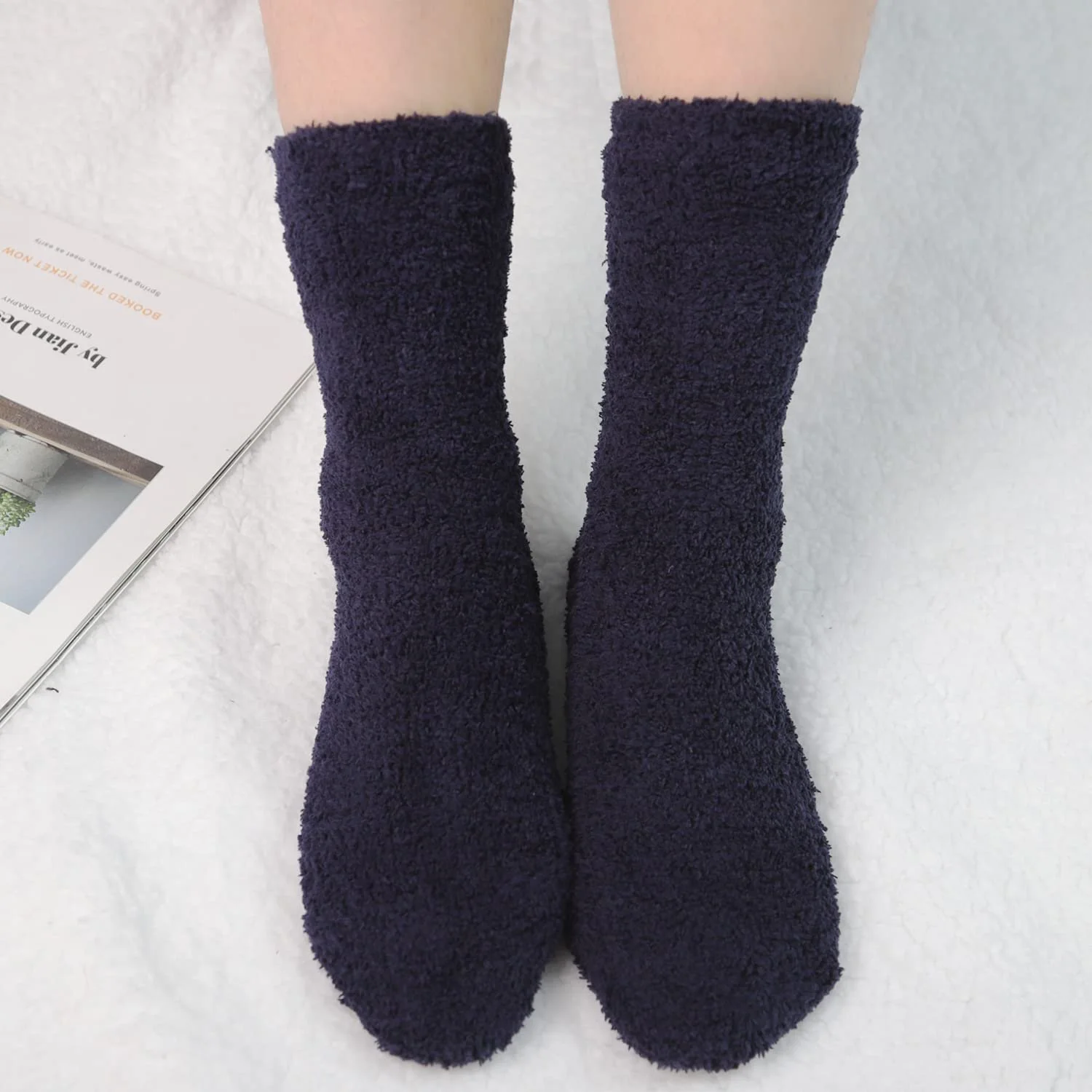 Носки HIALTODAY из кораллового флиса, теплые плюшевые носки, мягкие комфортные носки - 5/6 пар, фото №5