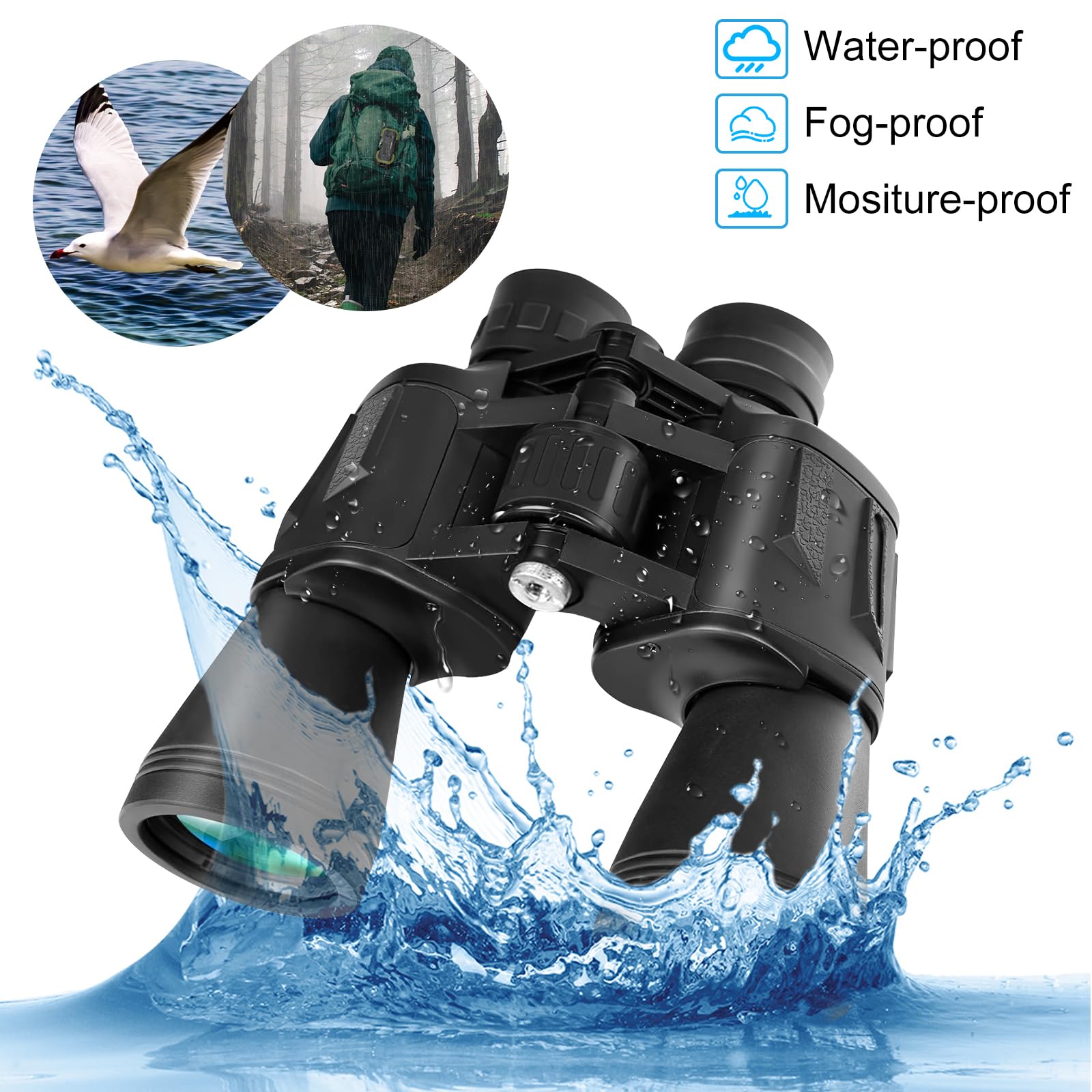 Бинокли BAK4-Prism FMC Lens Компактные 20x50 HD Водонепроницаемые Черный, фото №4