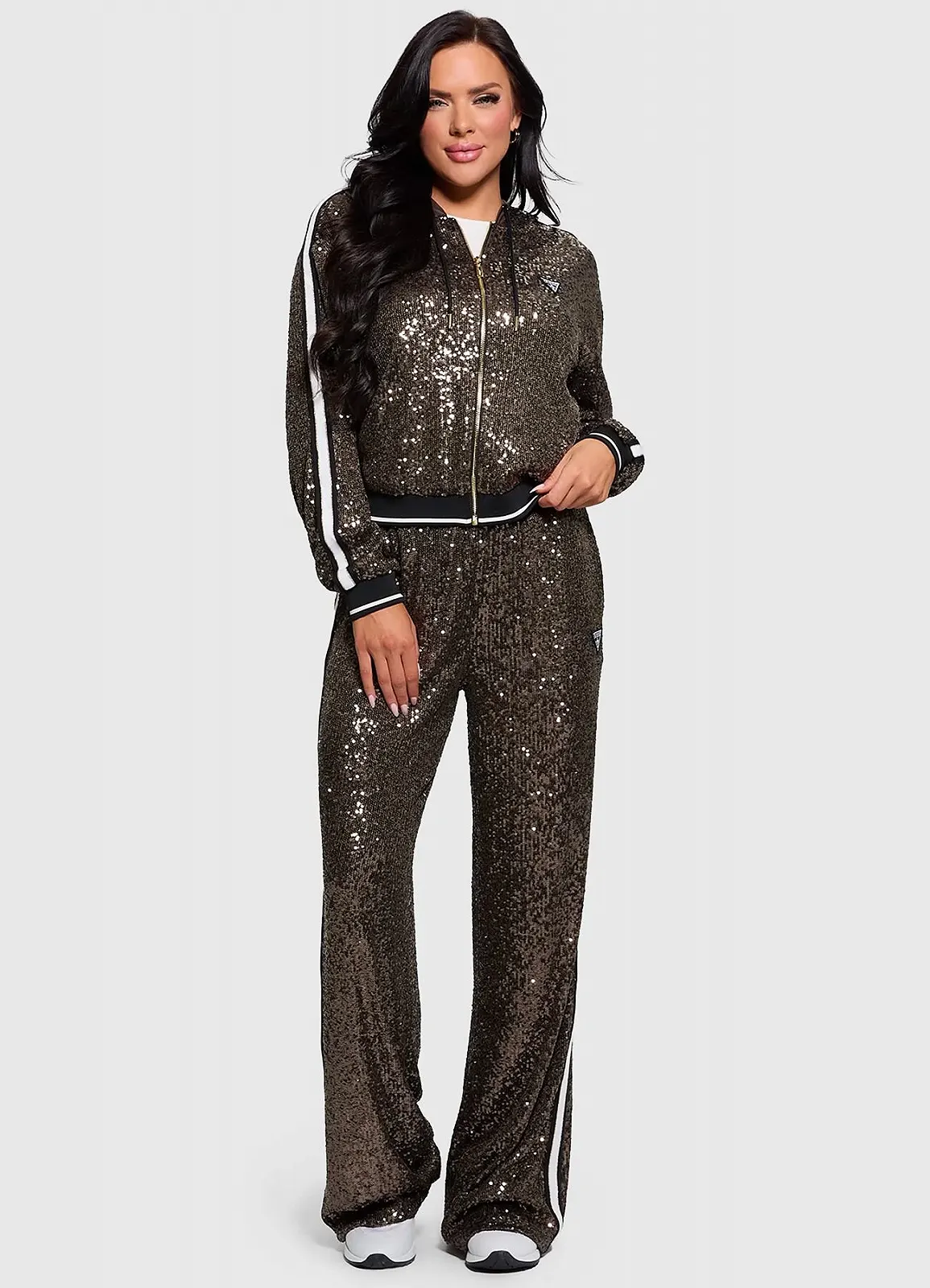 Жіноче худі Guess - Mini Sequins Zip-Up Sweatshirt (V4BQ19KCI90) Коричневий - S, фото №3