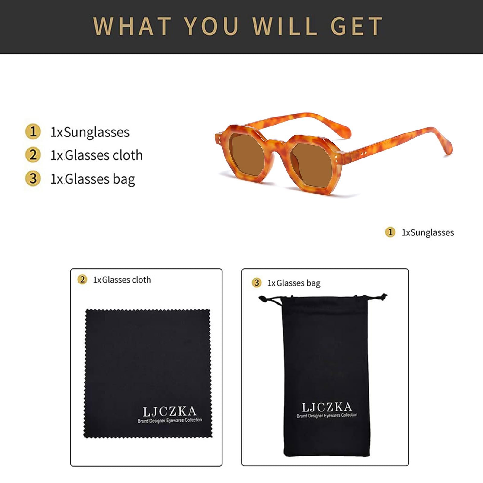 Вінтажні восьмикутні сонцезахисні окуляри LJCZKA для чоловіків і жінок, ретро, маленькі, фото №5