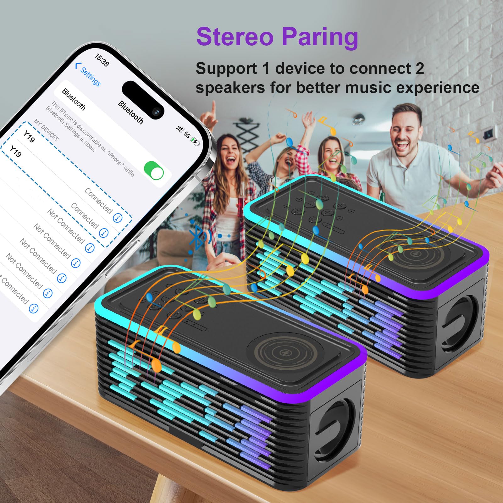 Колонка Bluetooth Gueray Box со светом беспроводная с беспроводной зарядкой улучшенный бас TF Card Playback для телефона уличный, фото №7