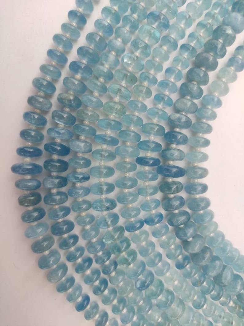 Бусины Аквамарин Натуральный Roundelle Гладкие 5-8 мм, фото №3