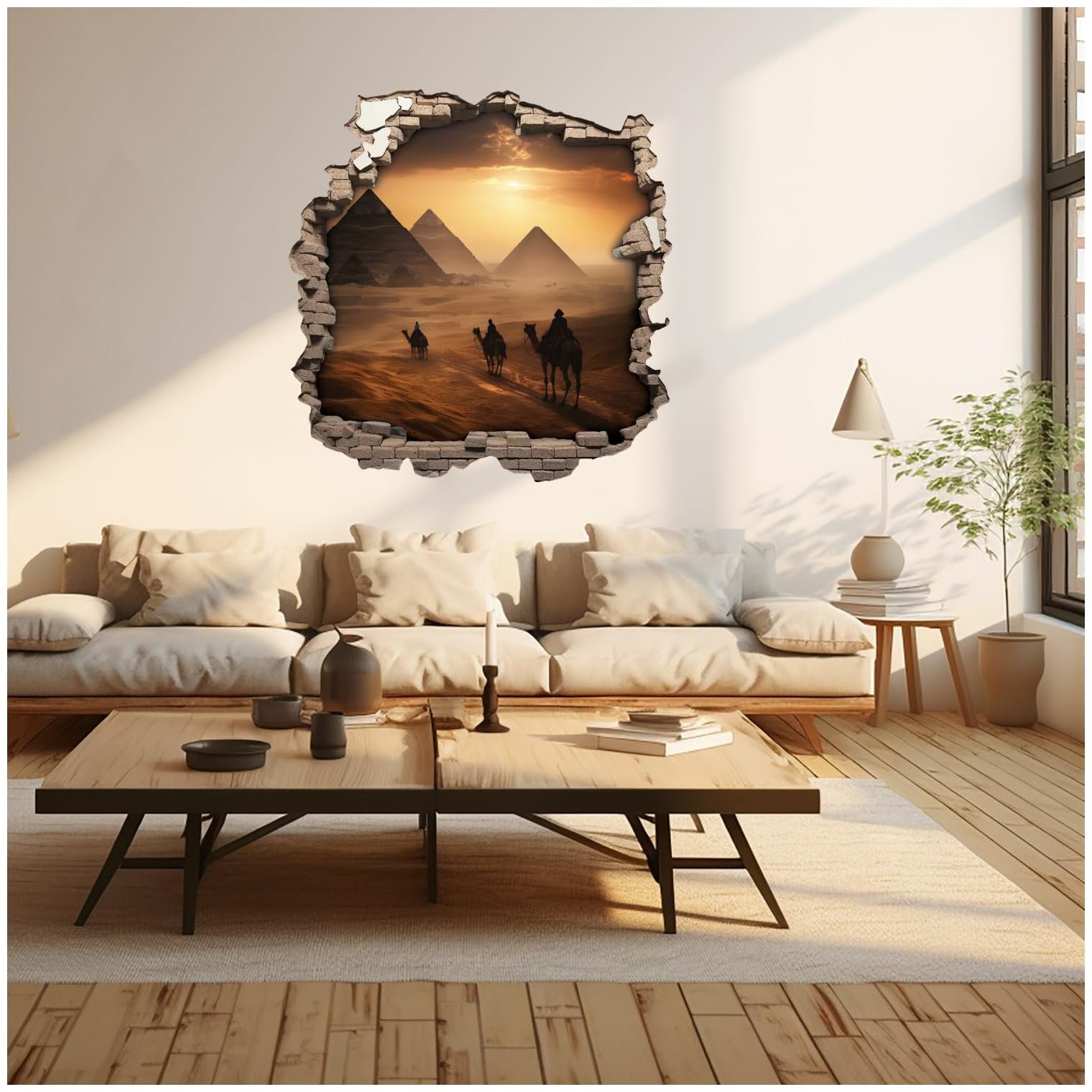 Наклейка на стіну Samunshi Wall Hole Wall Crack with Pyramids 70 x 70 см Multi-colored, фото №2