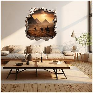 Наклейка на стіну Samunshi Wall Hole Wall Crack with Pyramids 70 x 70 см Multi-colored synthetic.ua - Фото 1