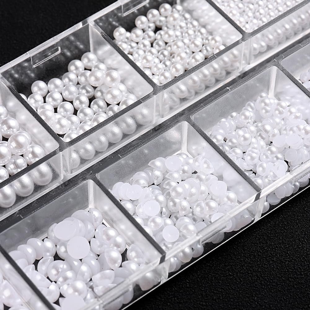 Набор для дизайна ногтей 3D Белые Жемчужины Круглые и Полукруглые Жемчужины, фото №7 Набор для дизайна ногтей 3D Белые Жемчужины Круглые и Полукруглые Жемчужины, фото №7