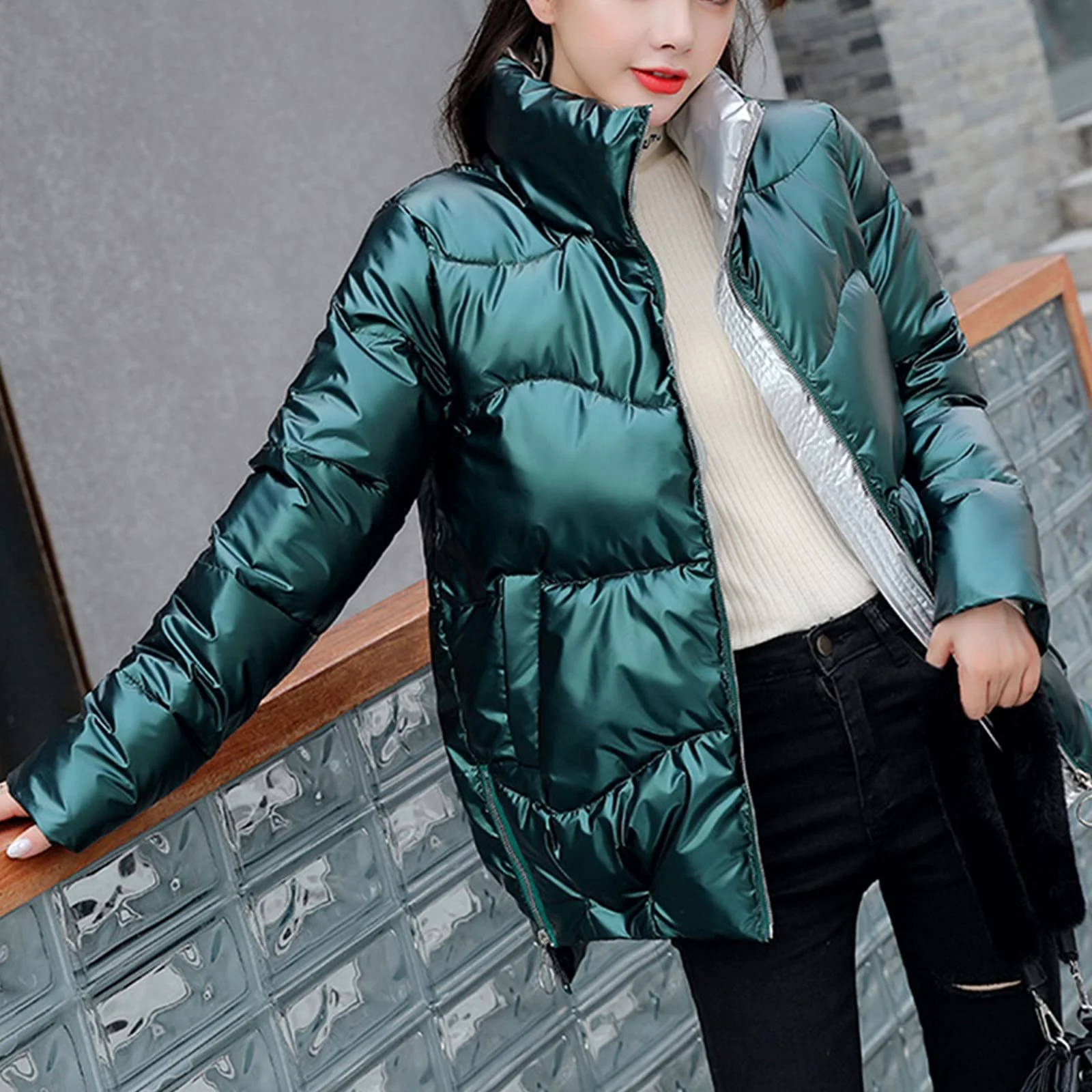 Пуховик Chnnamzu Женский Блестящий Зимний, фото №6 Пуховик Chnnamzu Женский Блестящий Зимний, фото №6