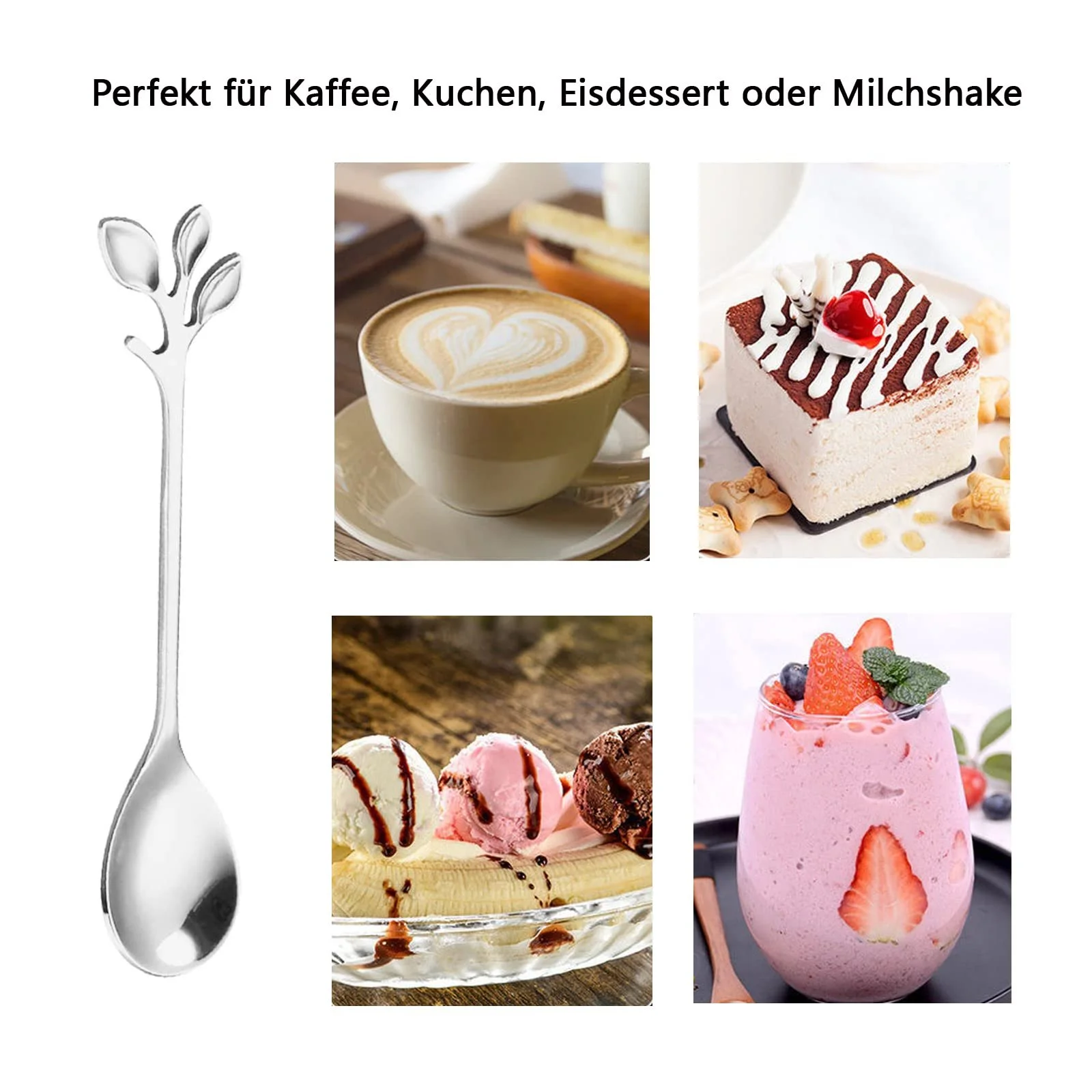 Ложка из нержавеющей стали для чая, кофе, мороженого, торта и десерта маленькая блестящая и хорошо отполированная ложка (Серебряная), фото №4