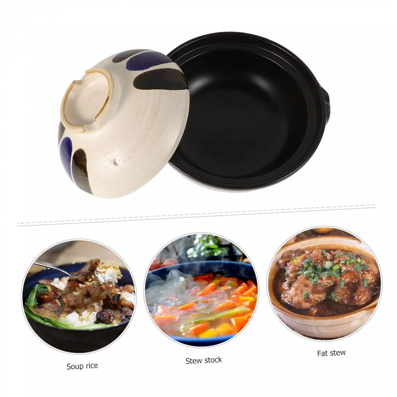 Кастрюля керамическая с крышкой винтажная с двойными ручками японский стиль грубая керамика, фото №3 Кастрюля керамическая с крышкой винтажная с двойными ручками японский стиль грубая керамика, фото №3