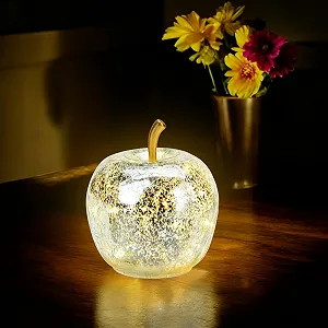 Настільна лампа LED Spetebo Crackle Glass Apple 11 см З ефектом битого скла Срібляста synthetic.ua - Фото 1