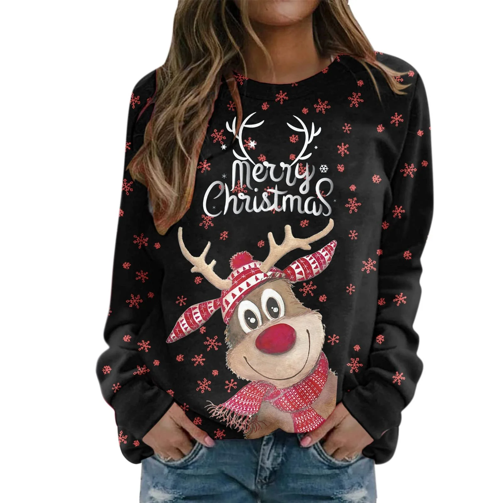 Хеллоуинский Пуловер Женский Свитшот с Длинными Рукавами, Круглым Вырезом, Принтом Паука, Смешные Повседневные Блузки, Осенне-Зимний Уличный Оверсайз Джемпер, фото №1