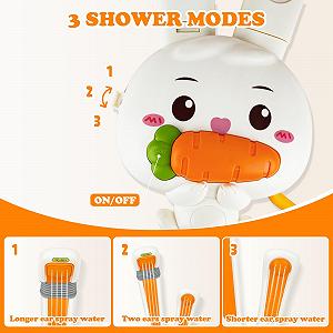 Игрушка для ванны Зайчик с душевой воронкой, съемный, выдвижной, 3 режима распыления synthetic.ua - Фото 1