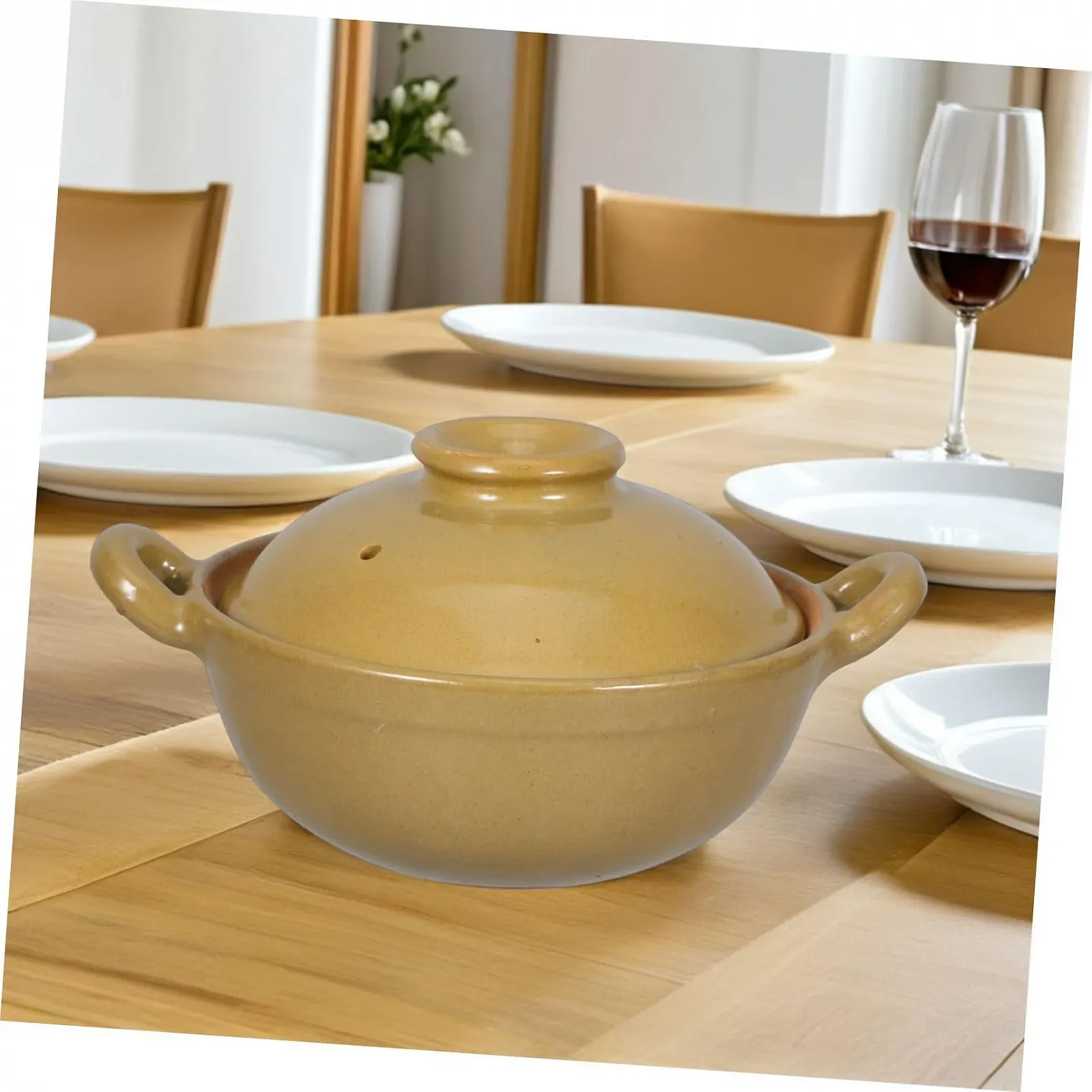 Горшок для тушения традиционный Garneck глиняный с одной ручкой жаропрочный, фото №6