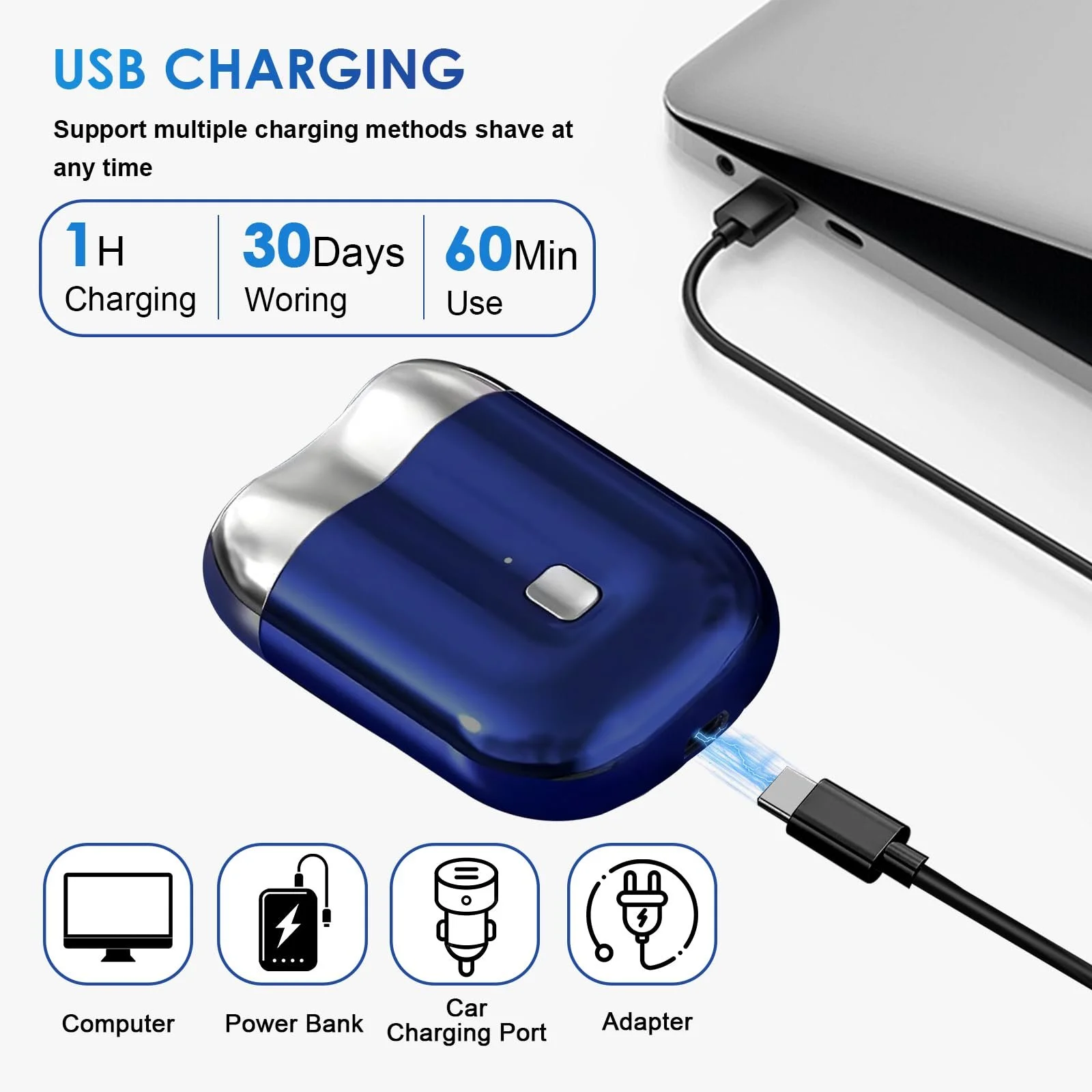 Електробритва чоловіча міні Dual Ring IPX7 7500 rpm, фото №4 Електробритва чоловіча міні Dual Ring IPX7 7500 rpm, фото №4