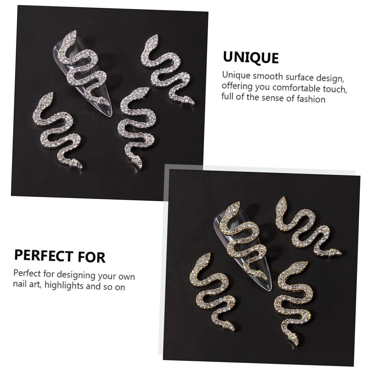 Украшение для ногтей змея из сплава 4 шт., фото №3