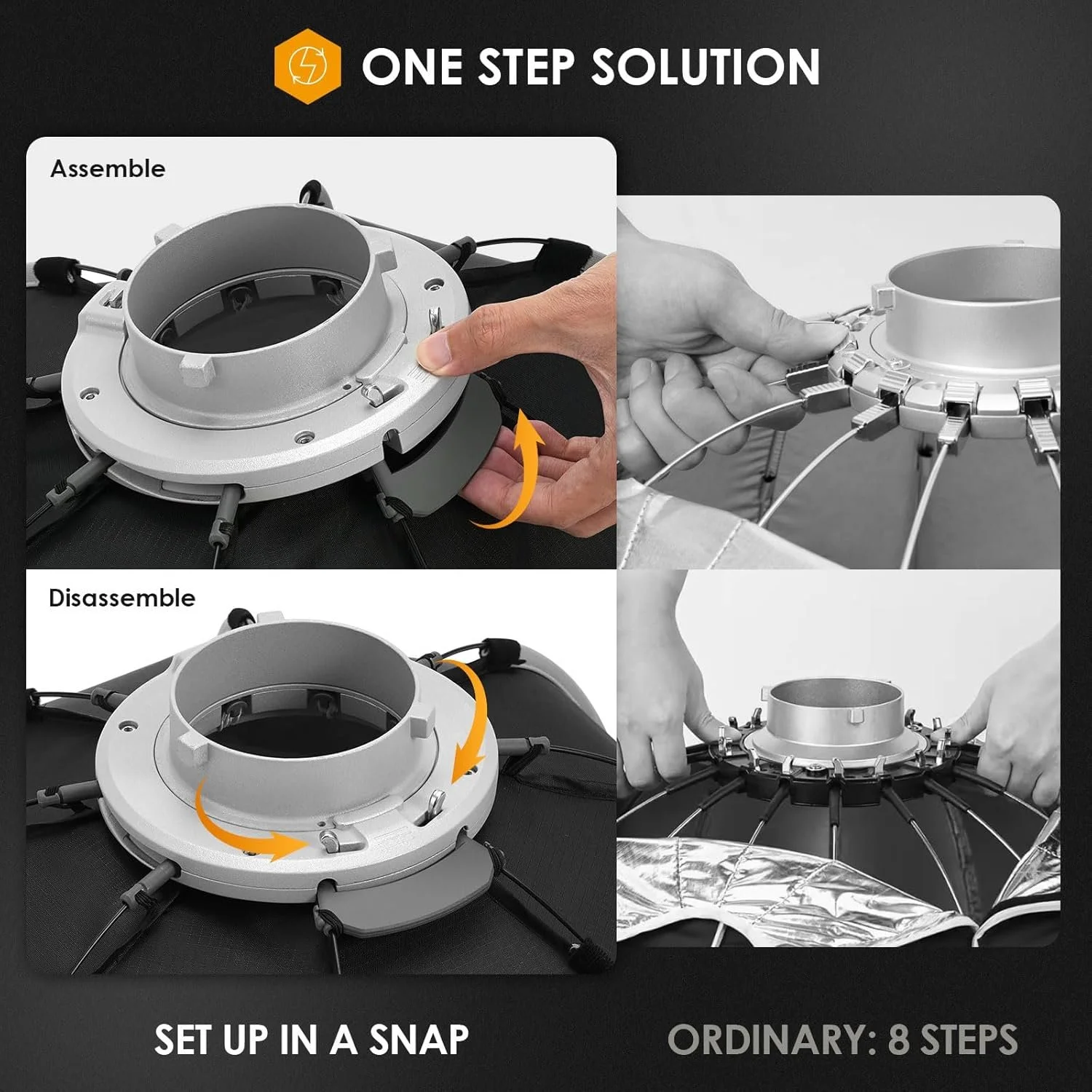 Софтбокс TARION Bowens Mount OC-90F 90 см восьмиугольный Черный, фото №4 Софтбокс TARION Bowens Mount OC-90F 90 см восьмиугольный Черный, фото №4