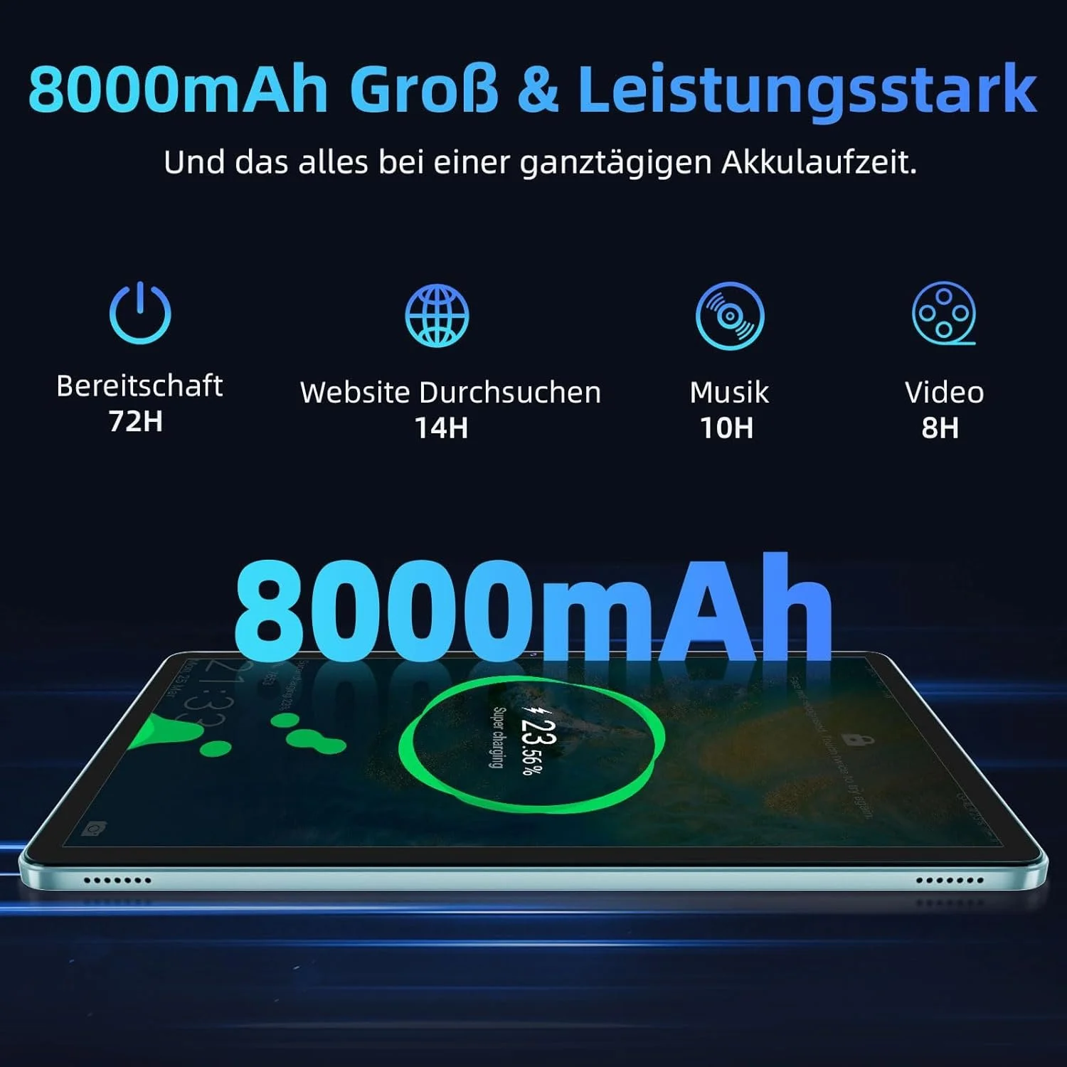 Планшет 11" COLORROOM C5 6+6/128Gb 8 ядер Android 14 8000 mAh Блакитний, фото №6