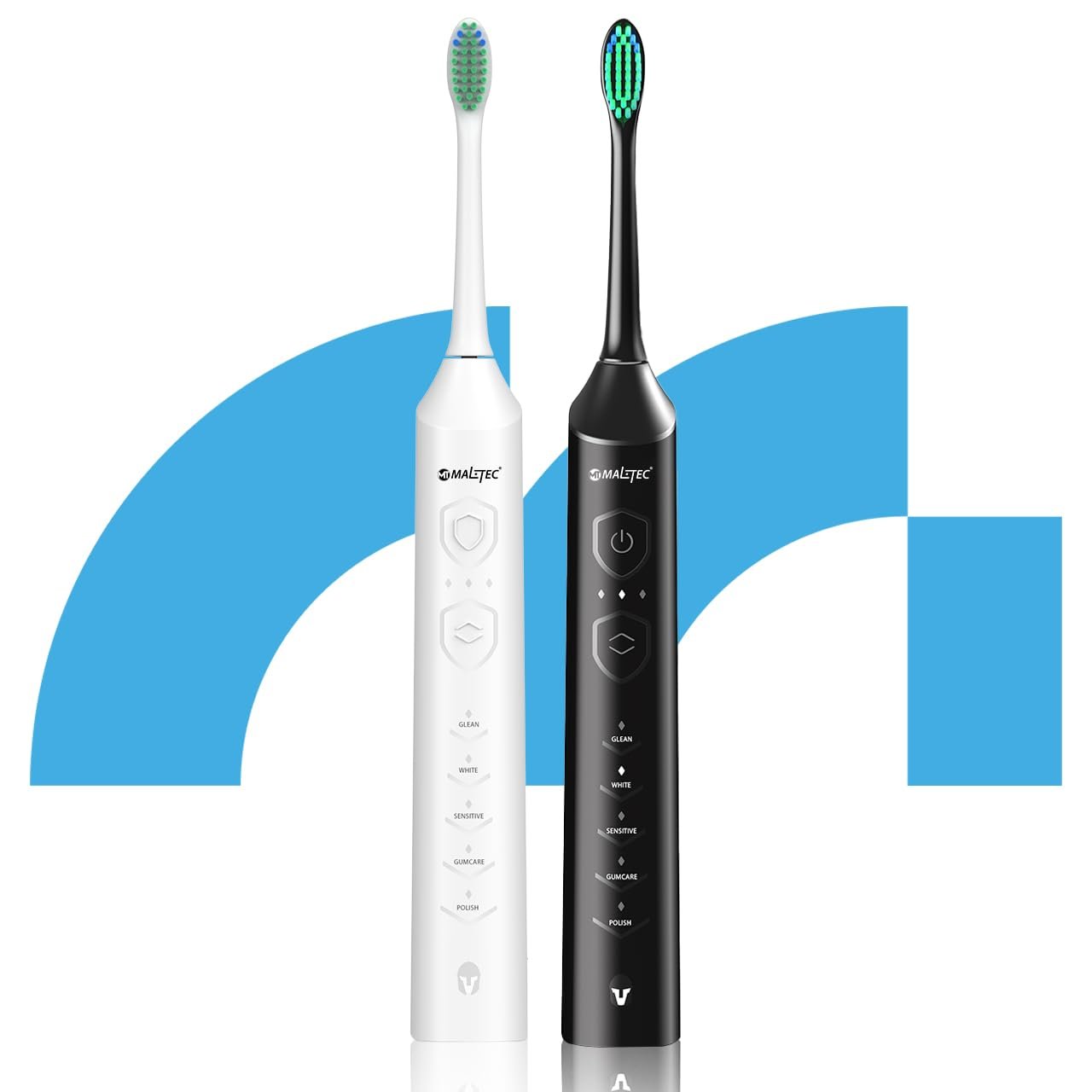 Набір електричних звукових зубних щіток MalTec Sonic 2 шт, 6 режимів, 2 зарядні пристрої, фото №4