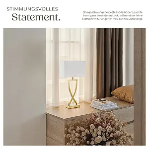 Настільна лампа tectake Приліжкова тканинний абажур E27 вимикач на кабелі 27 x 12 x 51.5 см Латунь synthetic.ua - Фото 1