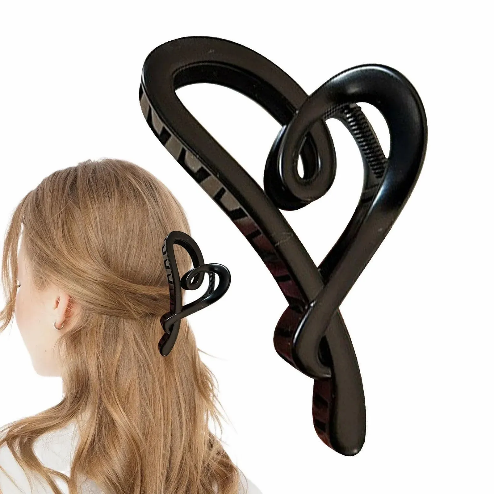 Заколка для волос в форме сердца с коготками Elegant of Love с прочным удержанием, матовая, фото №8