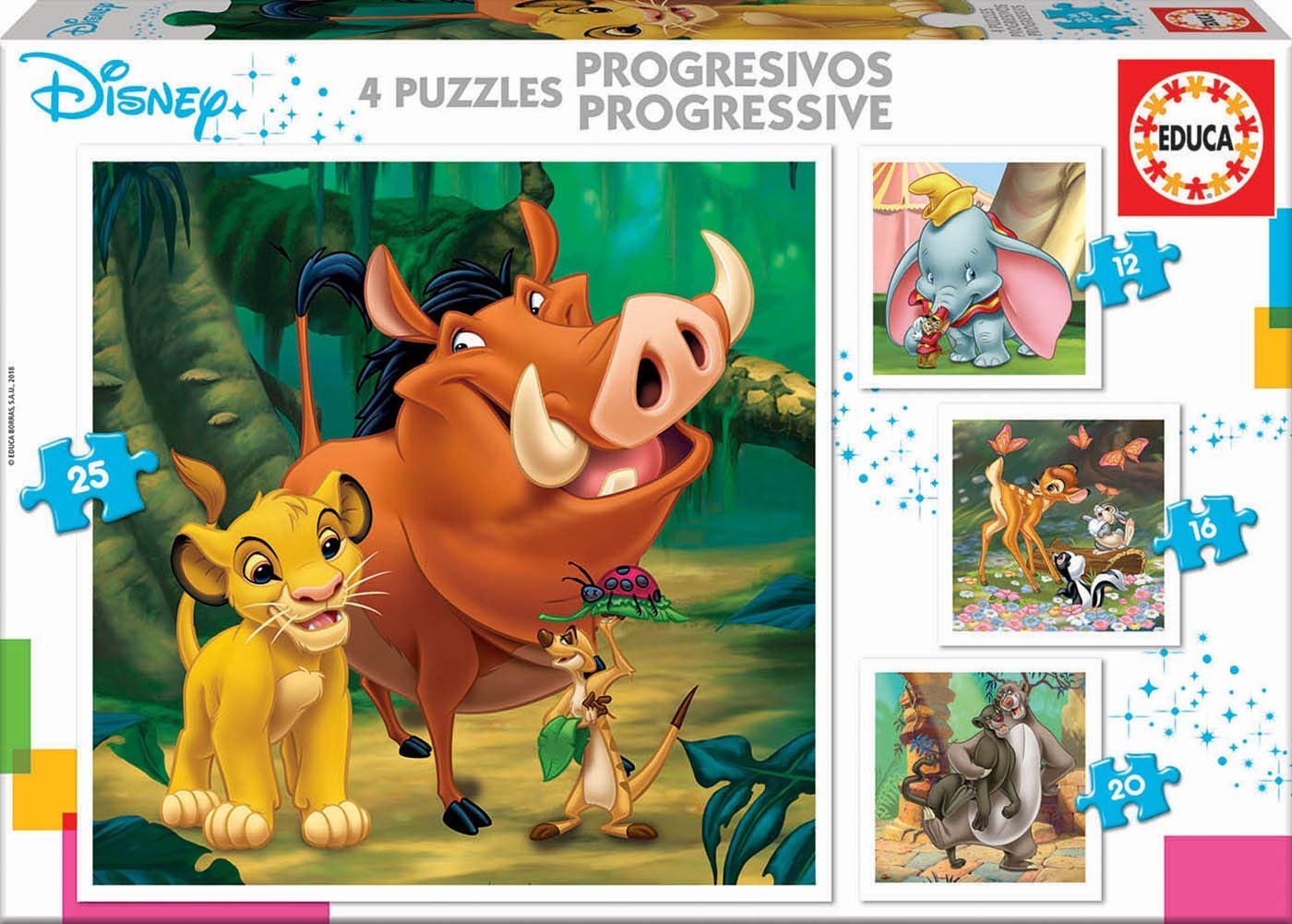 Набор пазлов Educa Borrás Disney Animals 18104 4-в-1 12/16/20/25 элементов многоцветный, фото №1