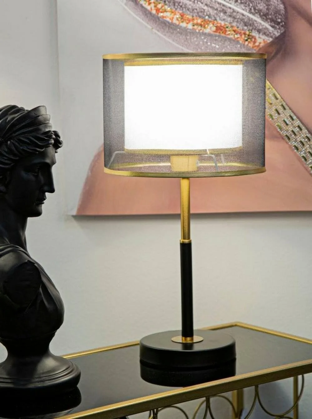 Настільна лампа Bernezzo 25 x 25 x 48 см чорна з золотистим, фото №1