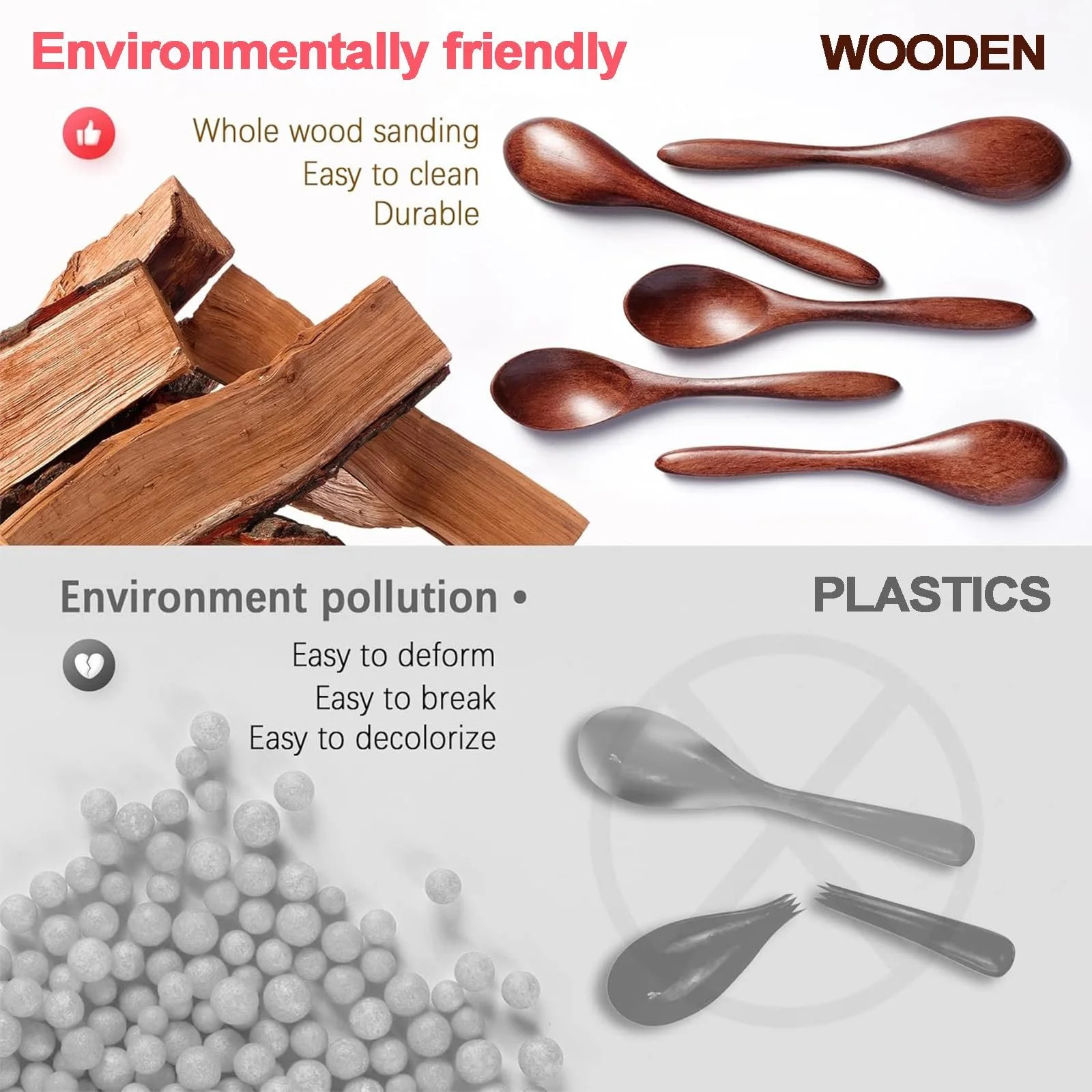 Ложка Дерев'яна Набір з 6 штук 14.5 см Натуральне Дерево, фото №4