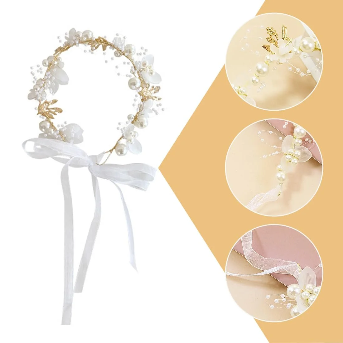 Вінок для волосся з квітами для дівчаток, 1 шт., фото №3