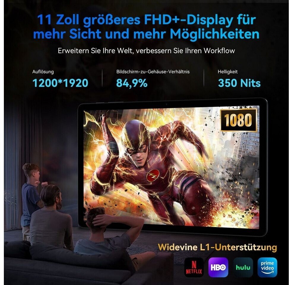 Планшет 11" Full HD TABWEE T90 24/128Gb 8 ядер Android 15 8000 mAh Серый, фото №9