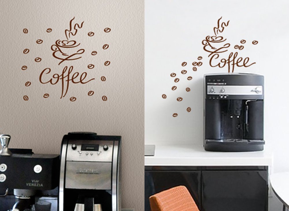 Наклейка на стіну Grandora 1045W Набір Кавова чашка та кавові зерна Кремово-білий, фото №3
