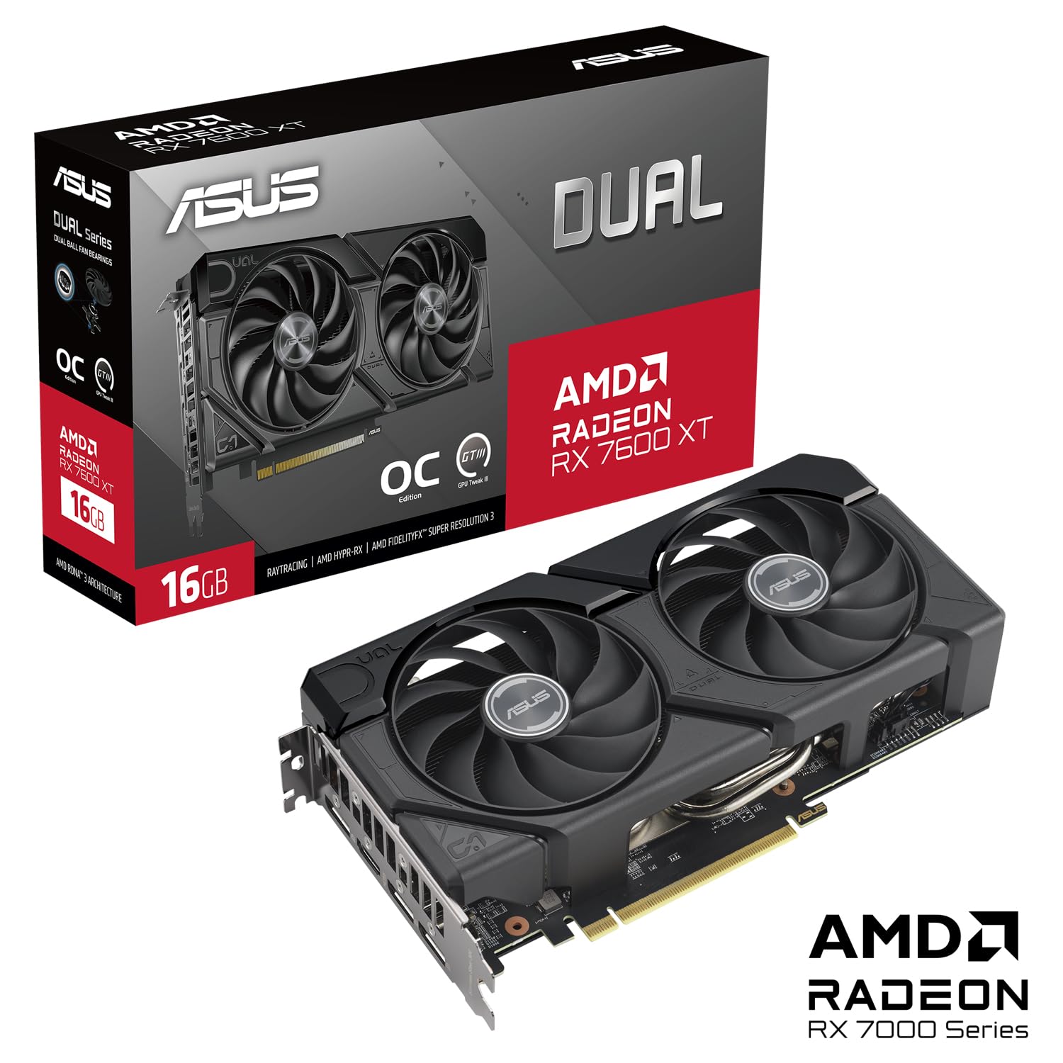 Відеокарта ASUS Dual Radeon RX 7600 XT OC Edition 16GB GDDR6 Gaming, фото №2