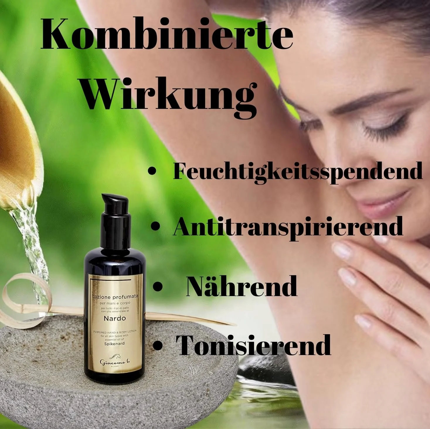 Лосьйон для тіла антиперспірант Легкий з ефірною олією нарду та зеленим чаєм 200 мл, фото №4 Лосьйон для тіла антиперспірант Легкий з ефірною олією нарду та зеленим чаєм 200 мл, фото №4