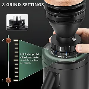 Профессиональная электрическая кофемолка Professional с плоским/конусным помолом, вместимость 350 г зерен, таймер 0,1-19,9 с, алюминиевый корпус для офиса, кафе и дома 63 мм Белая synthetic.ua - Фото 1