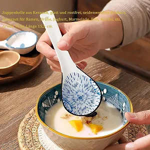 Ложка керамічна Asian для супу з довгою ручкою для пельменів, рисової локшини synthetic.ua - Фото 1