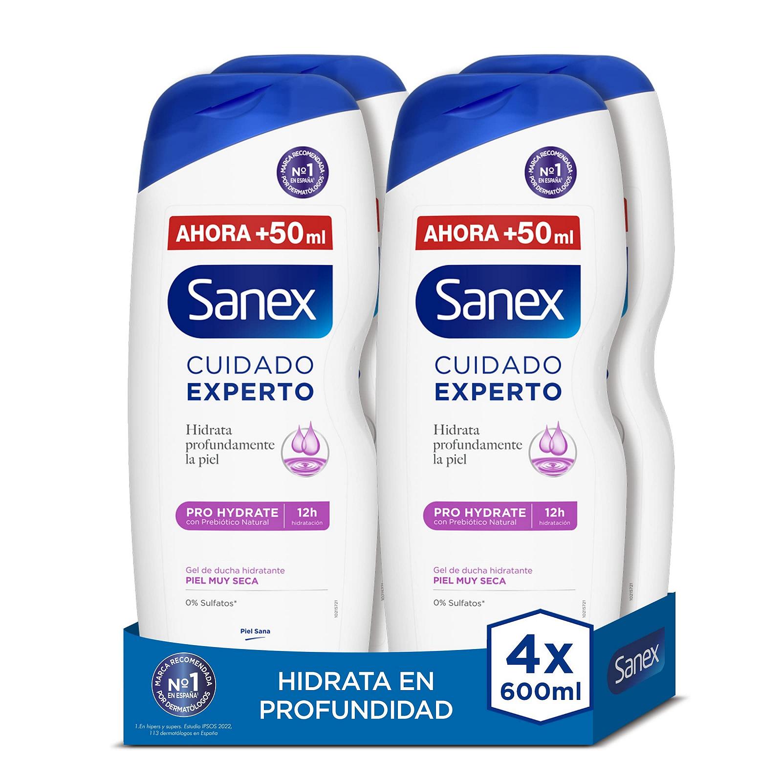 Гель для душу Sanex Expert Pro Hydrate Natural Prebiotic Formula для дуже сухої шкіри 4 x 600 мл, фото №1