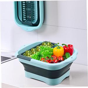 Миска складная с поддоном и сливом 41.9x29.9x18 см зеленая synthetic.ua - Фото 1
