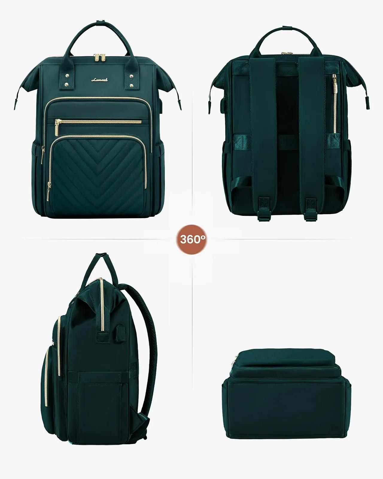Рюкзак для ноутбука LOVEVOOK 17.3" USB Dark Green, фото №9 Рюкзак для ноутбука LOVEVOOK 17.3" USB Dark Green, фото №9