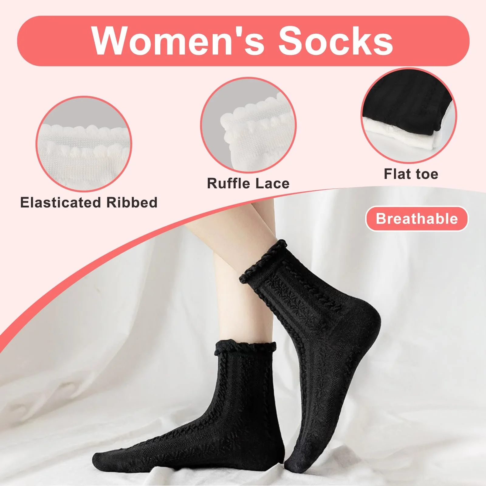 Шкарпетки з рюшами 8 пар Жіночі, Універсальний розмір, фото №4