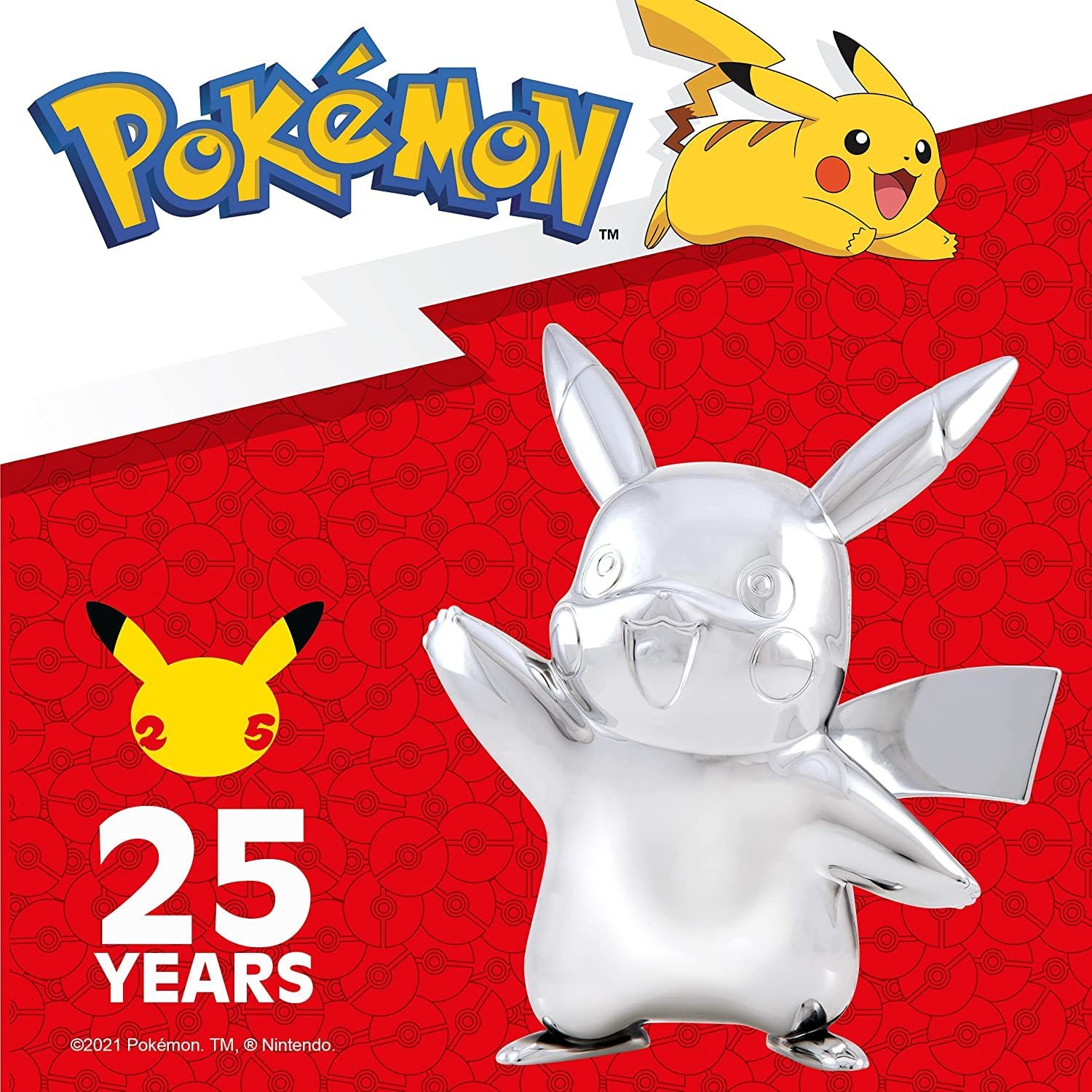 Фігурка Pokemon Pikachu срібляста, серія EA 25th Celebration, 7,62 см, сріблястий, фото №5