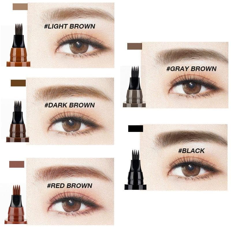 Олівець для брів 4 Points 4 Tipped Liquid Waterproof Long-Lasting Dark Brown + Light Brown, фото №6