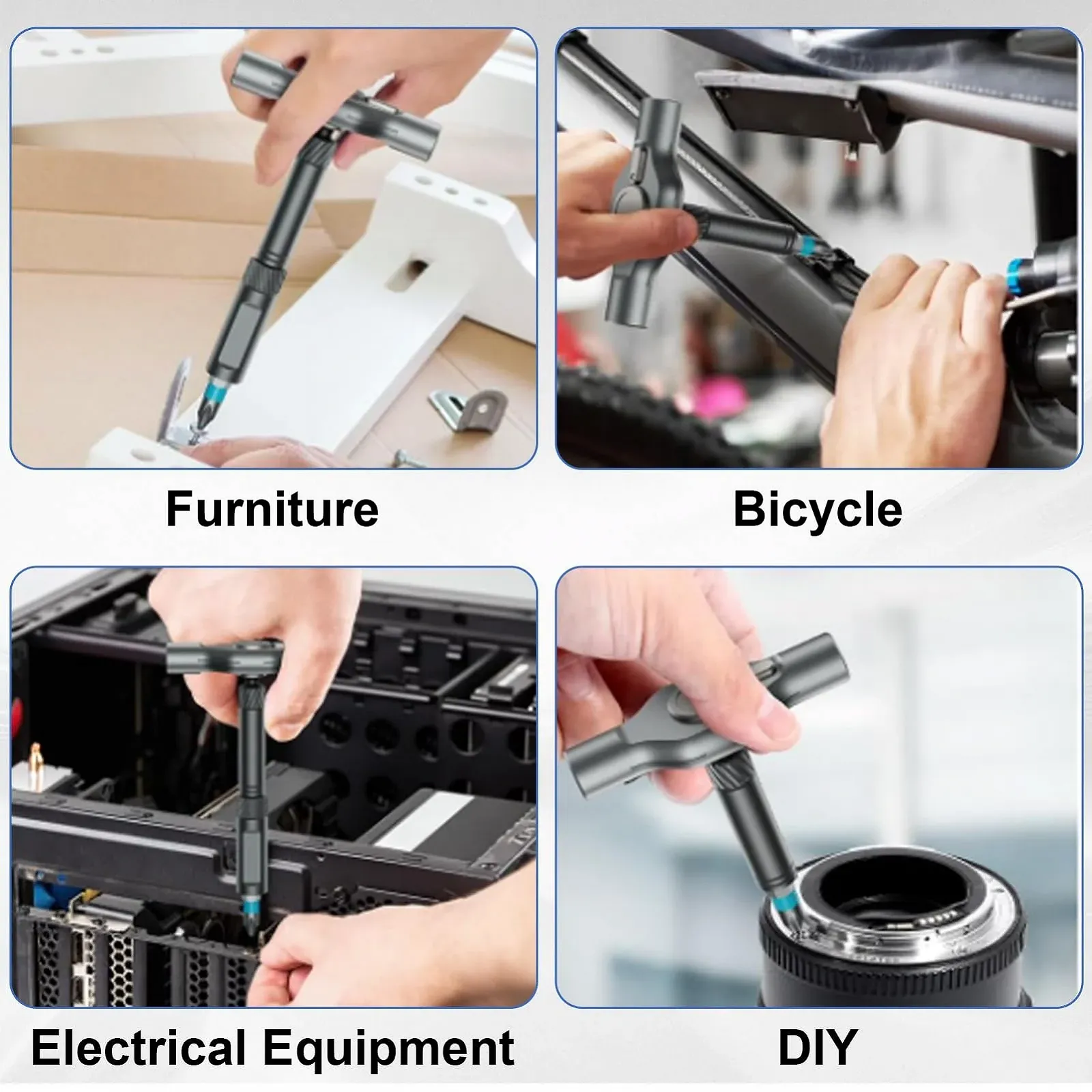 Набір викруток реверсивних 24-в-1 з T-подібною рукояткою 58 зубців з магнітними бітами S2, фото №4