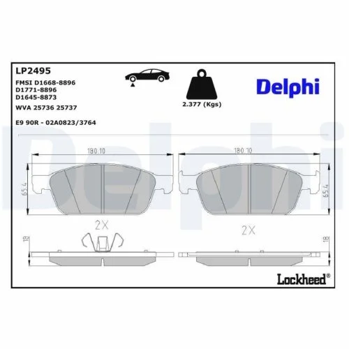 Комплект тормозных колодок DELPHI LP2495 дисковый тормоз для FORD передний мост, фото №3