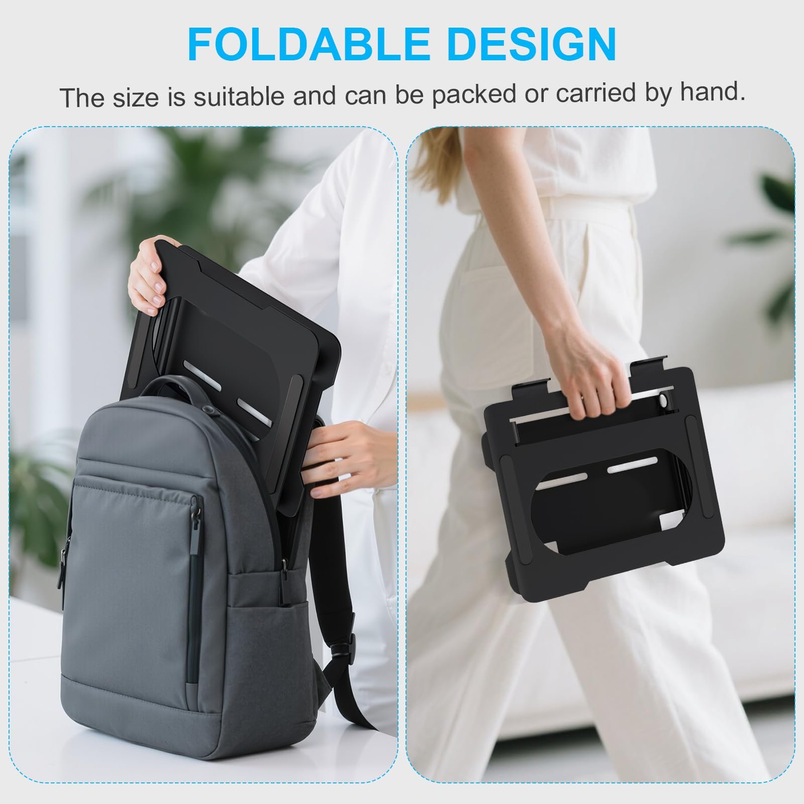 Підставка для ноутбука AXFEE Регульована по висоті, Чорна Портативна з вуглецевої сталі, Ергономічна складна, фото №8