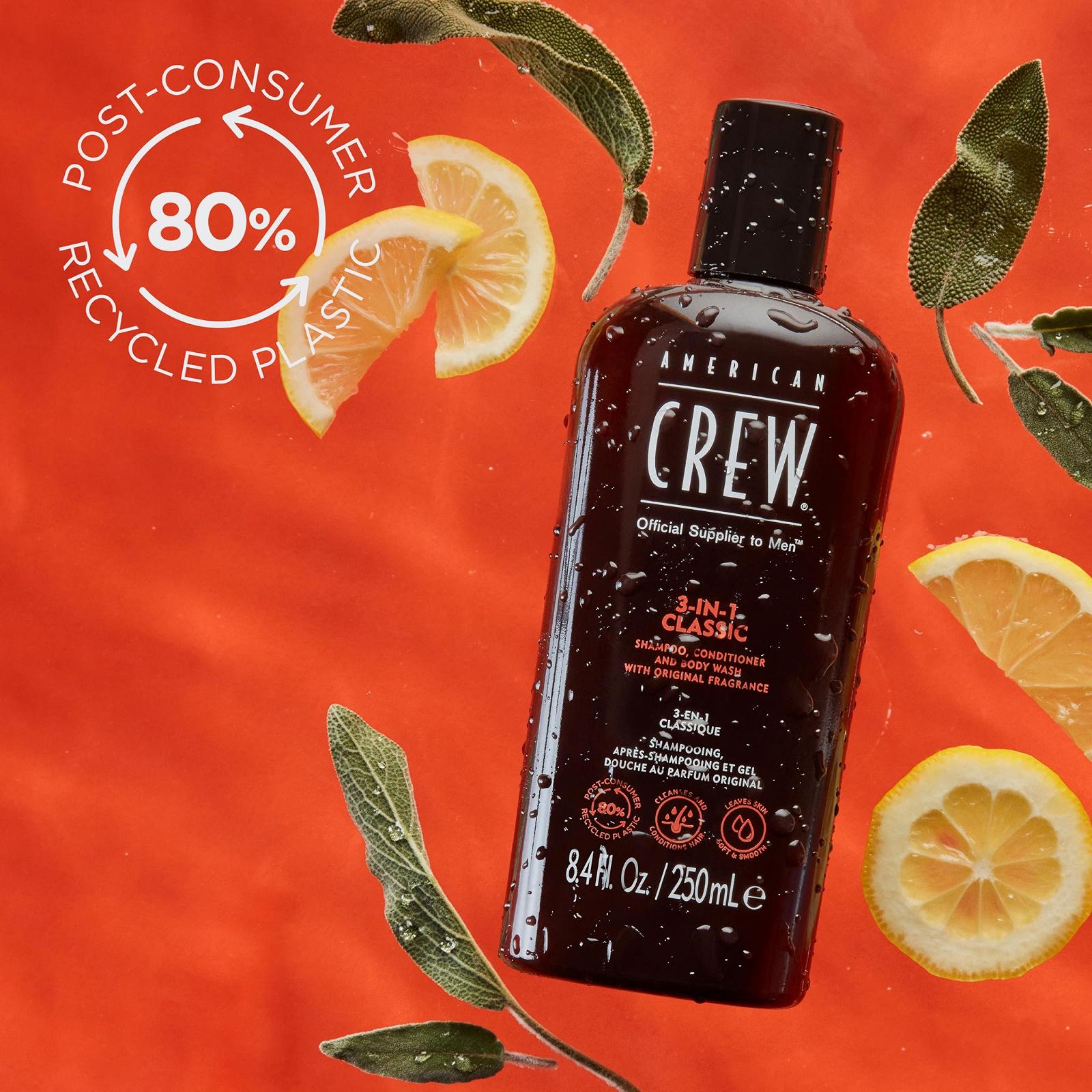 Шампунь, кондиционер и гель для душа 3-в-1 AMERICAN CREW для ежедневного очищения тела и волос для мужчин, 250 мл, фото №4