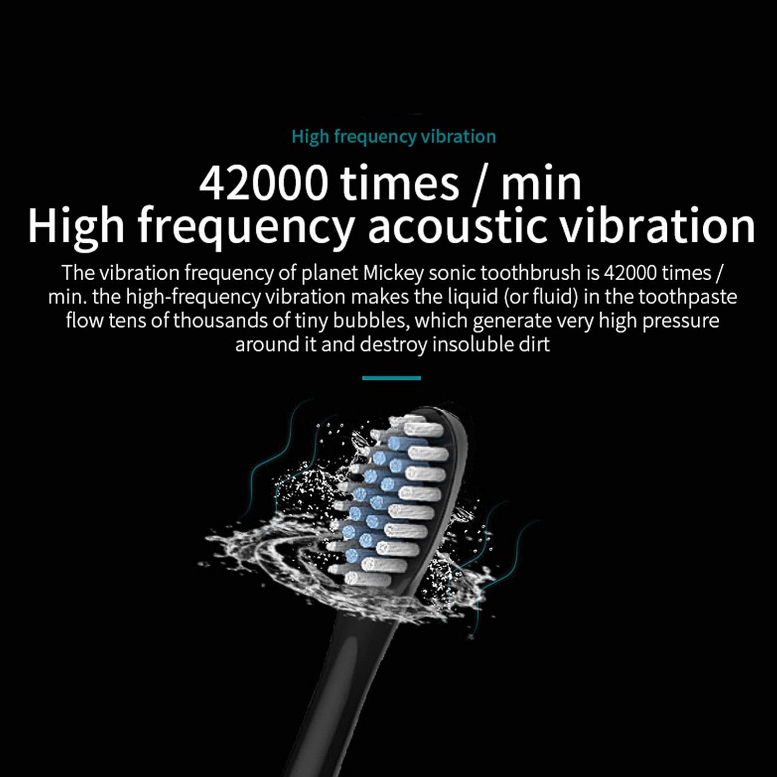 Електрична зубна щітка Fafeicy 6 режимів IPX7 Black, фото №5