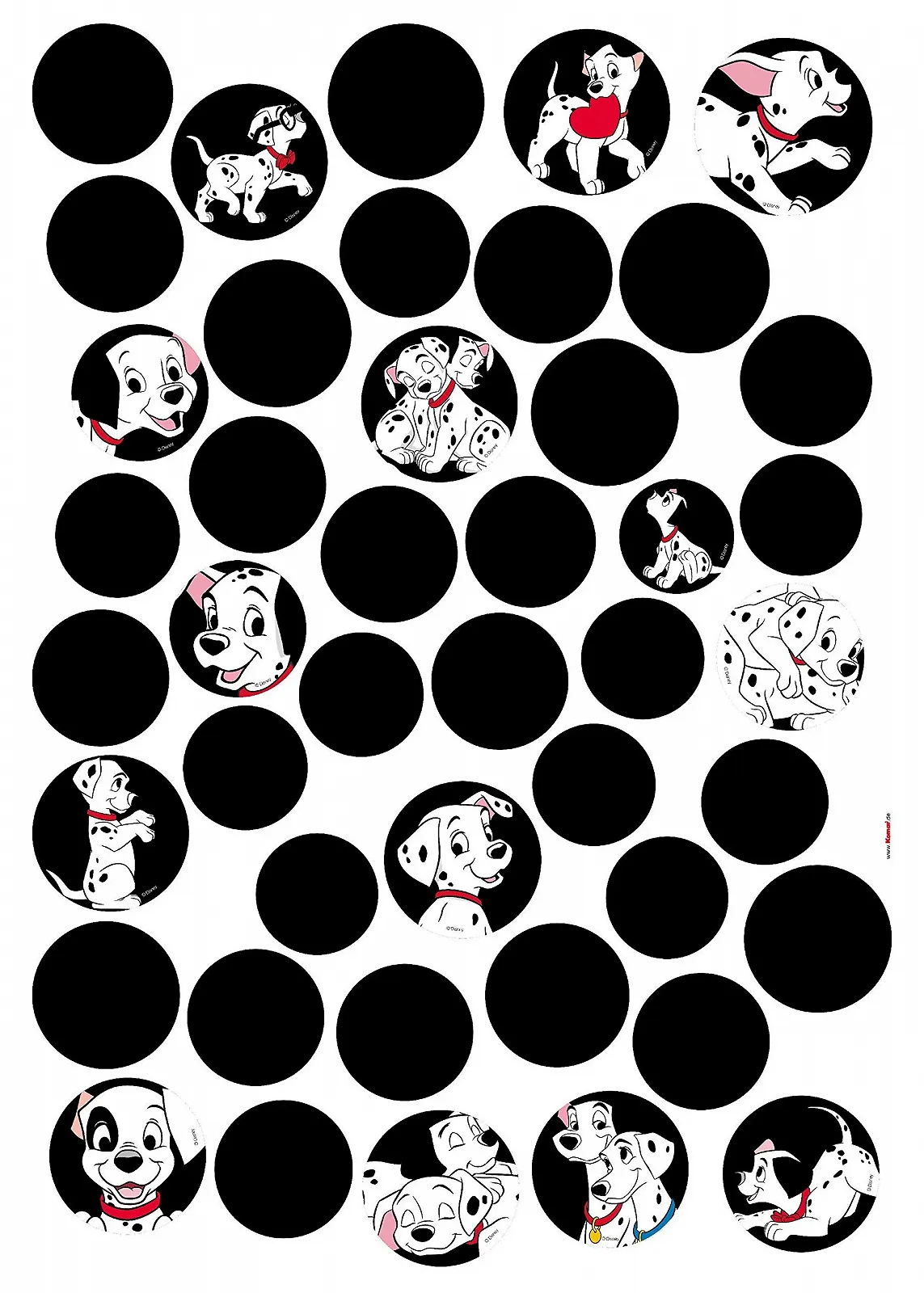 Наклейка на стену Komar Disney 101 Dalmatian Dots 50 x 70 см 14057h Черно-белая, фото №1