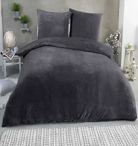 Постільна білизна MALIKA Nicky Teddy Cashmere Coral Fleece 135 x 200 см Anthracite - Фото 1