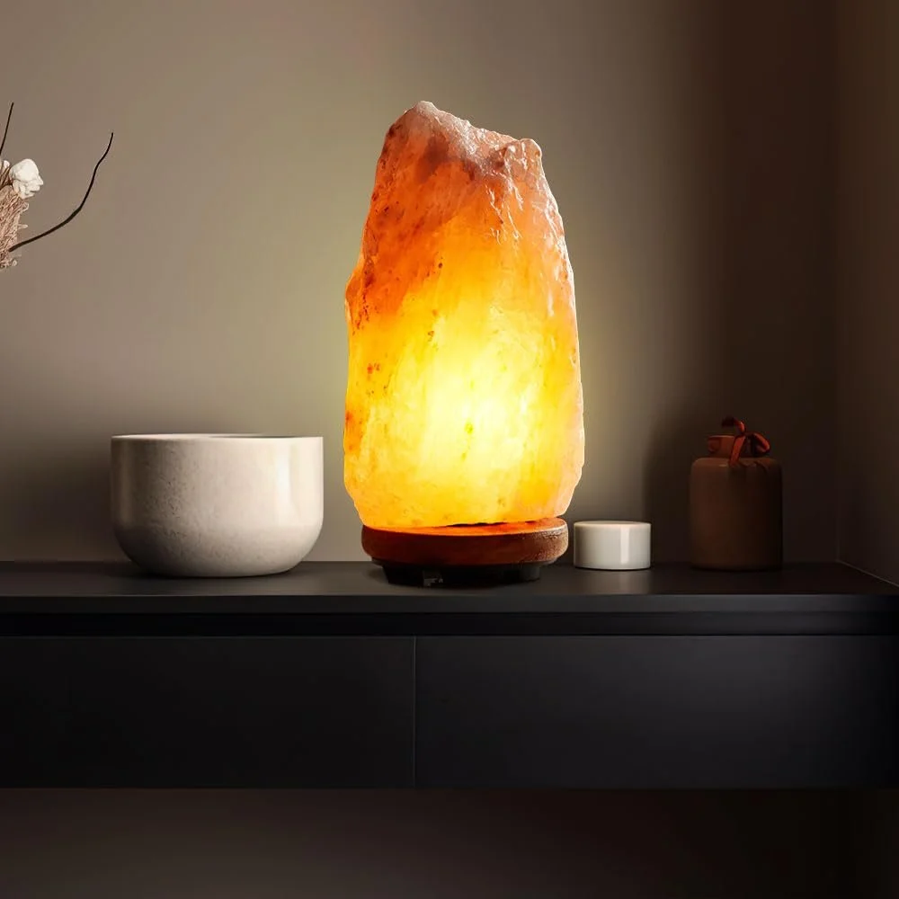 Настільна лампа etc-shop сольовий кристал E14 19 см Темно-коричнева, фото №4