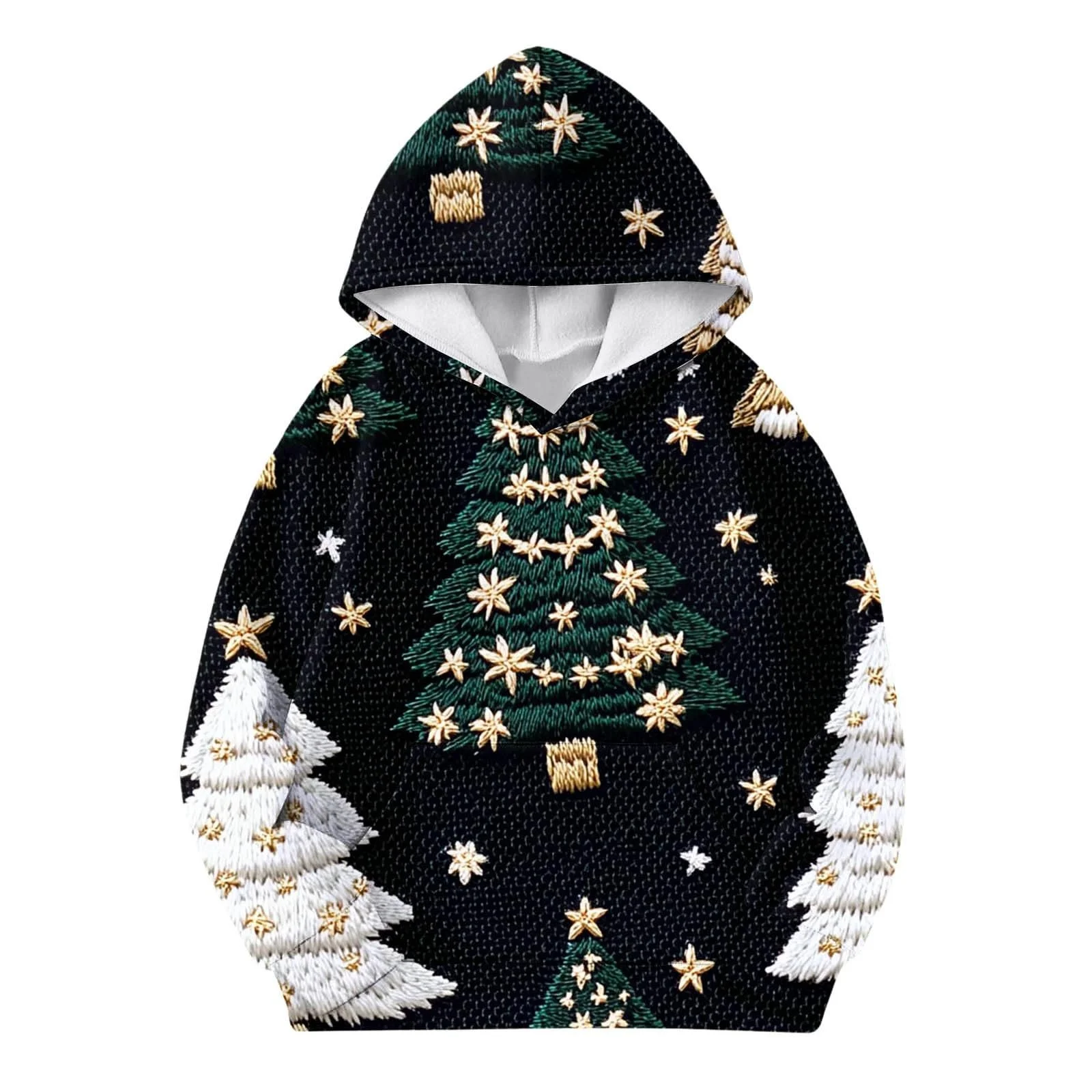 Дитячий різдвяний світшот з капюшоном для дівчат, з довгими рукавами, фото №2