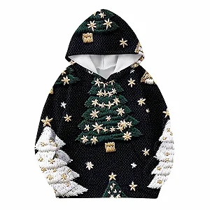 Дитячий різдвяний світшот з капюшоном для дівчат, з довгими рукавами synthetic.ua - Фото 1